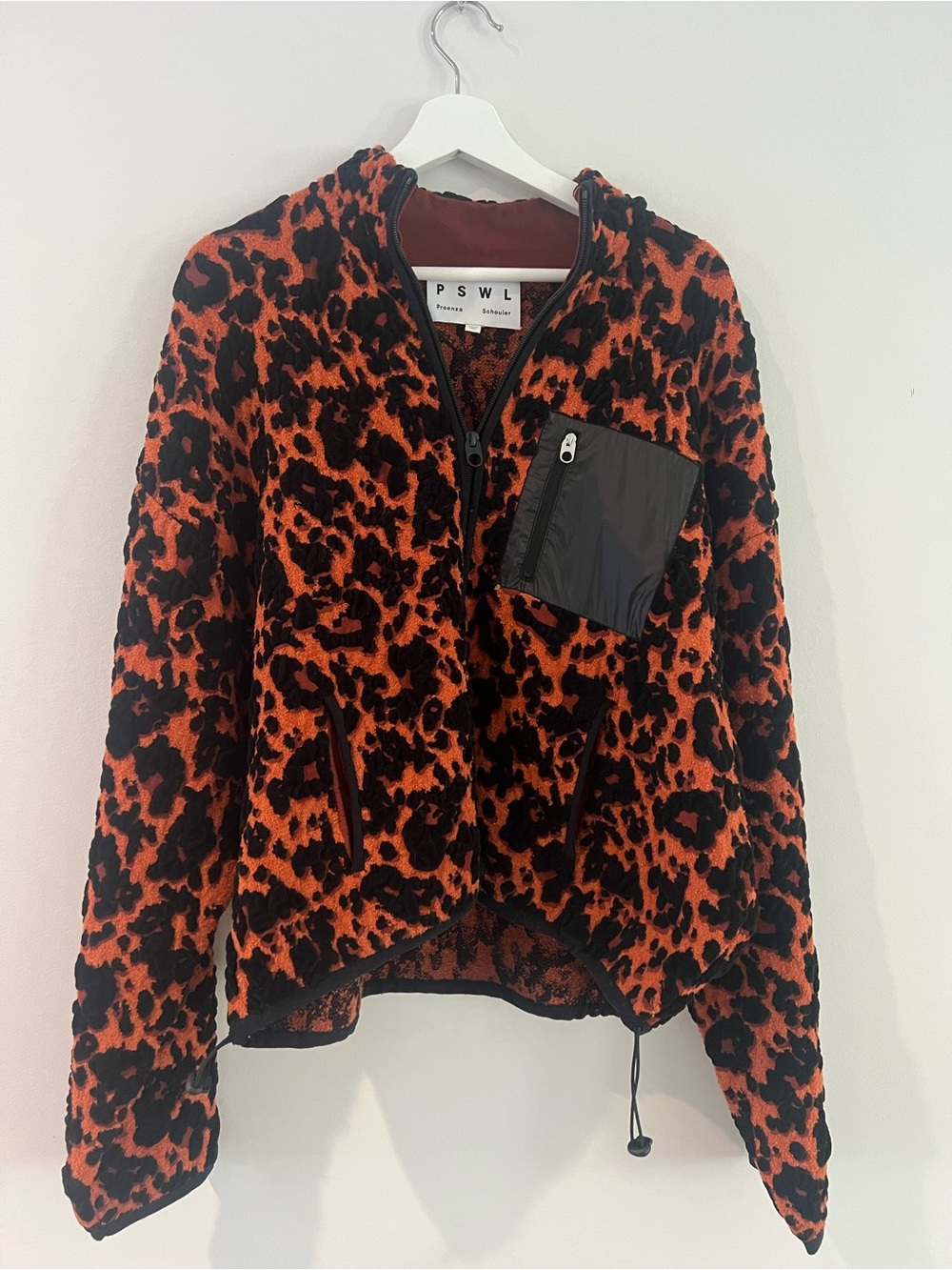 Proenza Schouler WL Orange and Black Leopard Teddy Jacket